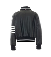 OVERSIZED LEATHER BOMBER WITH 4-BAR