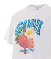 T-SHIRT CON LOGO E STAMPA FRAGOLA