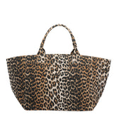 BORSA TOTE CON LOGO E STAMPA LEOPARDATA XXL