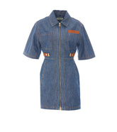 DENIM DRESS WITH FENDI MAXI PATCH