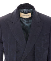 DOUBLE BREASTED JACKET WITH FRINGED SCARF