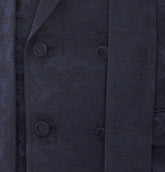 DOUBLE BREASTED JACKET WITH FRINGED SCARF