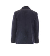 DOUBLE BREASTED JACKET WITH FRINGED SCARF