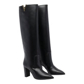 V LEATHER PUMP BOOTS