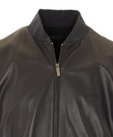 GUCCI LOGO LEATHER BOMBER