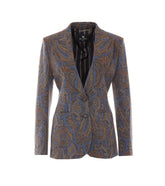 GIACCA MONOPETTO JACQUARD IN MISTO COTONE CON MOTIVO PAISLEY