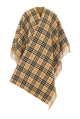 BLANKET STYLE WOOL CAPE WITH HOUSE CHECK LOGO