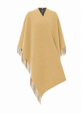 BLANKET STYLE WOOL CAPE WITH HOUSE CHECK LOGO