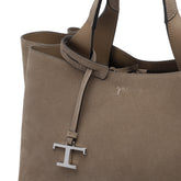 SUEDE MINI HANDBAG WITH T TIMELESS CHARM
