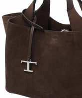 MINI SUEDE HANDBAG WITH T TIMELESS CHARM