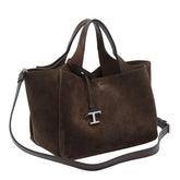 MINI SUEDE HANDBAG WITH T TIMELESS CHARM