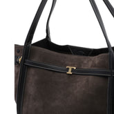 MEDIUM SUEDE T SIGNATURE SHOPPING BAG