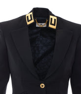 GABARDINE JACKET WITH JEWEL NECK