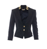 GABARDINE JACKET WITH JEWEL NECK
