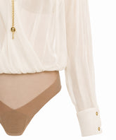 GEORGETTE FABRIC WITH JEWEL CHAIN BODYSUIT
