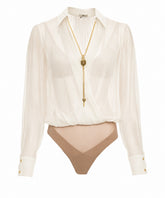 GEORGETTE FABRIC WITH JEWEL CHAIN BODYSUIT