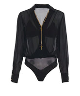 GEORGETTE FABRIC WITH JEWEL CHAIN BODYSUIT