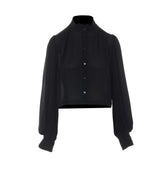CAMICIA CROPPED IN CREPE DE CHINE