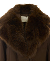 GABARDINE FAUX FUR NECK JACKET