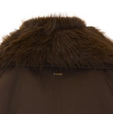 GABARDINE FAUX FUR NECK JACKET