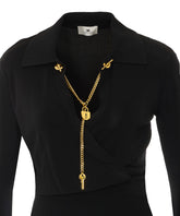 VISCOSE YARN DRESS WITH JEWEL CHAIN