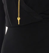 VISCOSE YARN DRESS WITH JEWEL CHAIN