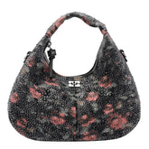 BORSA HOBO CON LOGO E FIORI IN PERLINE MINI