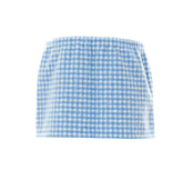 MINIGONNA IN PILE VICHY CON LOGO MIU MIU