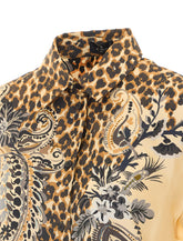 CAMICIA IN SETA CON STAMPA LEOPARDATA PIAZZATA