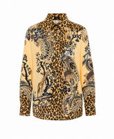 CAMICIA IN SETA CON STAMPA LEOPARDATA PIAZZATA