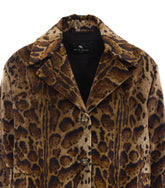 CAPPOTTO CORTO IN VELLUTO CON MOTIVO LEOPARDATO