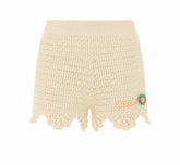 CROCHET KNIT SHORTS WITH LOGO
