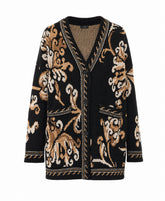 CARDIGAN IN LANA CON MOTIVO PAISLEY FLOREALE