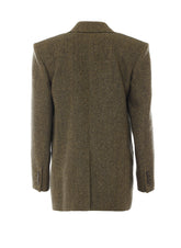 HERRINGBONE FABRIC DOUBLE BREASTED WOOL JACKET