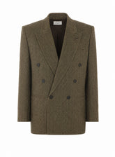 HERRINGBONE FABRIC DOUBLE BREASTED WOOL JACKET