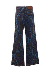 PAISLEY MOTIF WIDE LEG JEANS