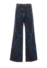 PAISLEY MOTIF WIDE LEG JEANS