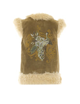 GILET IN SHEARLING RICAMO PAVONE