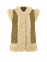 GILET IN SHEARLING RICAMO PAVONE