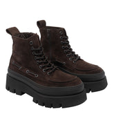 SUEDE PLATFORM MOC-TOE COMBAT BOOTS