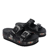 WESTERN BUCKLE PLATFORM SANDALS