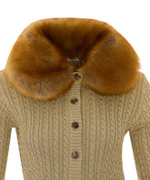 CARDIGAN IN MAGLIA A TRECCE IN LUREX E PELLICCIA SHEARLING