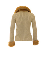 CARDIGAN IN MAGLIA A TRECCE IN LUREX E PELLICCIA SHEARLING