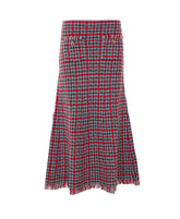 CHECK FRAYED KNIT MIDI SKIRT