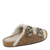 URCHIN SANDALS IN CHECK SHEARLING
