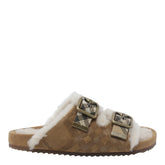 URCHIN SANDALS IN CHECK SHEARLING