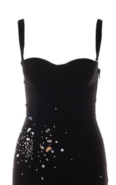 LONG BUSTIER DRESS WITH CRYSTALS