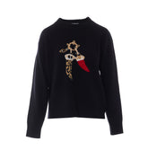JACQUARD WOOL JERSEY WITH CHARM