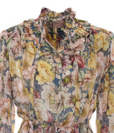 FLORAL CREPONNE LONG DRESS