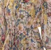 FLORAL CREPONNE LONG DRESS